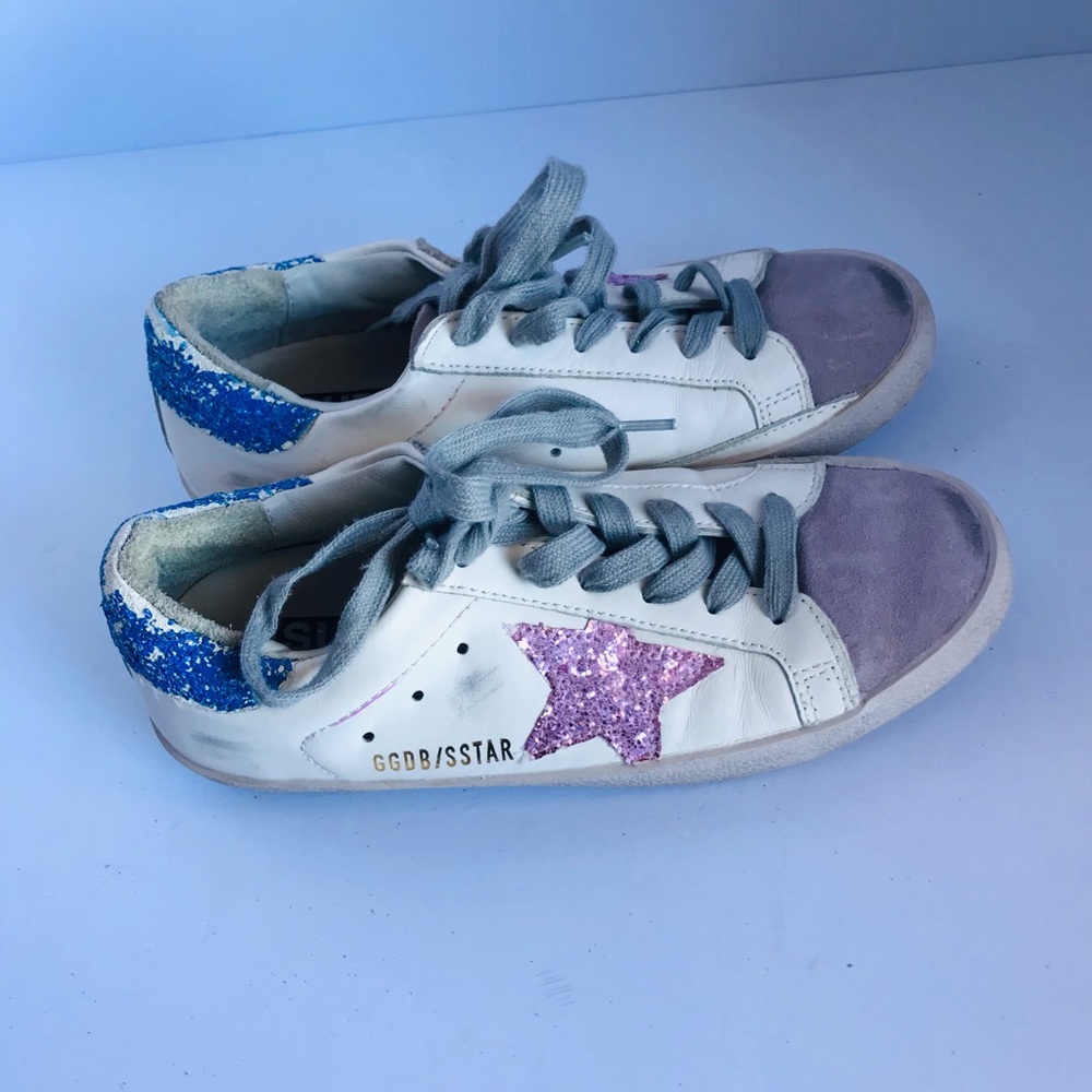Golden Goose Sneakers with Blue and Pink Accents